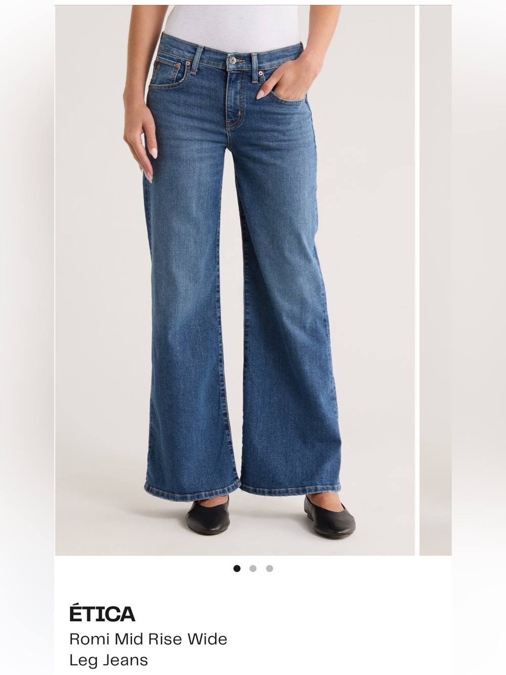 Etica Medium Blue Wide-Leg High-Rise Jeans